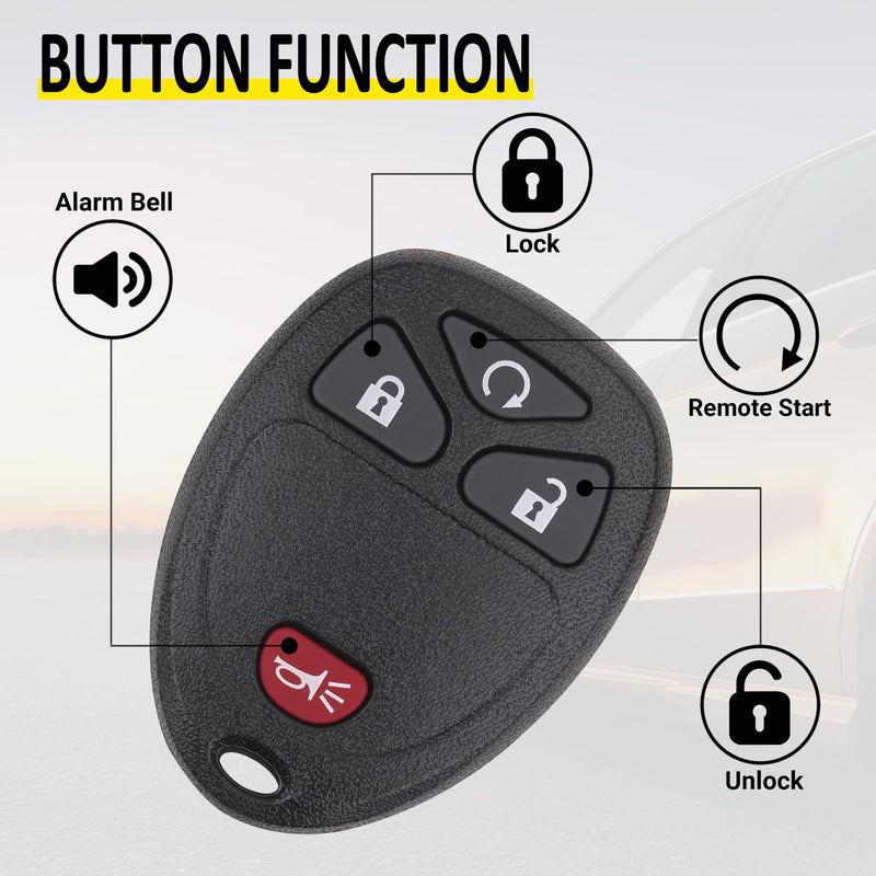 Key Fob Replacement for 2007-2014 Chevy Silverado Suburban Avalanche Tahoe Equinox Traverse Escalade/ 07-13 Gmc Sierra Yukon XL Savana Acadia/ 08-16 Buick Enclave/ 07-10 Saturn Outlook Vue