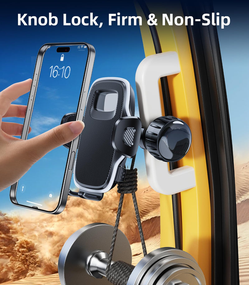 A Pillar Grab Handle Phone Mount, Handle Bar Phone Holder for Semi Truck Drivers, Universal Cell Phone Clip Holders for Your Car, Pickup, SUV, Van, Tractor, UTV Excavator