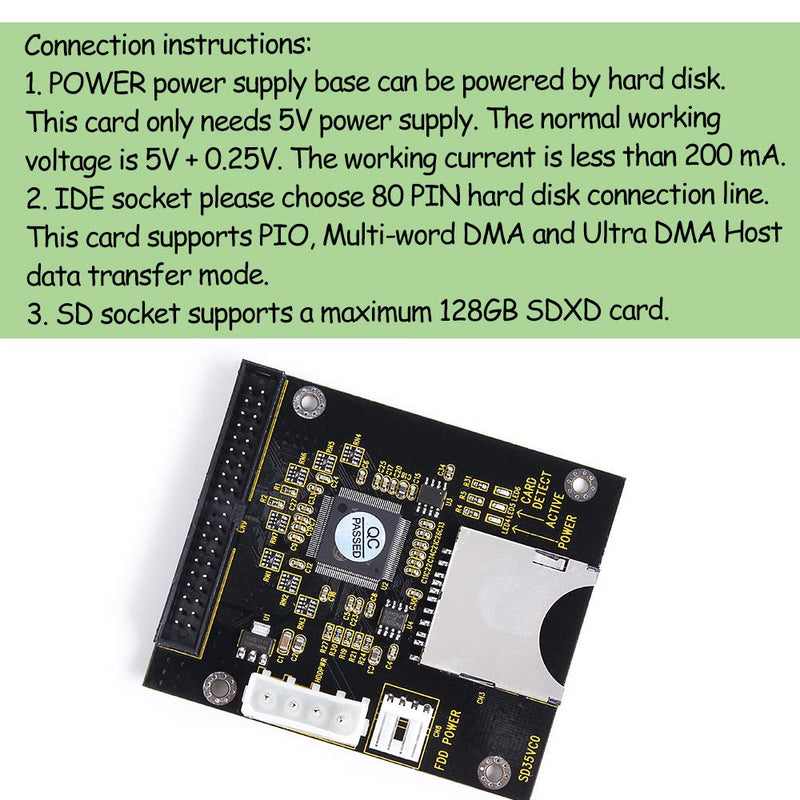 KOOBOOK 1Pcs SD SDHC Card to IDE 3.5" 40Pin Male Adapter Male IDE Hard Disk Drive Adapter