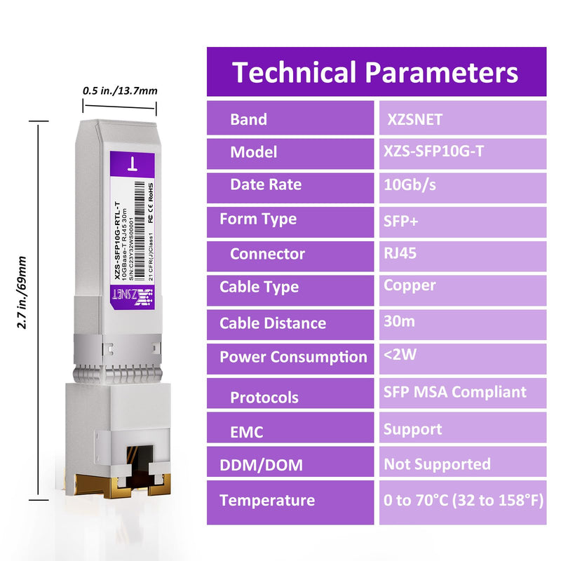 10GBASE-T SFP+ to RJ45 Transceiver, 1/2.5/5/10G Multi-Rate Copper SFP+ to Ethernet Module for Cisco SFP-10G-T-S, Ubiquiti UniFi UF-RJ45-10G, Mikrotik S+RJ10, Meraki, Netgear, D-Link and More, 1 Pack