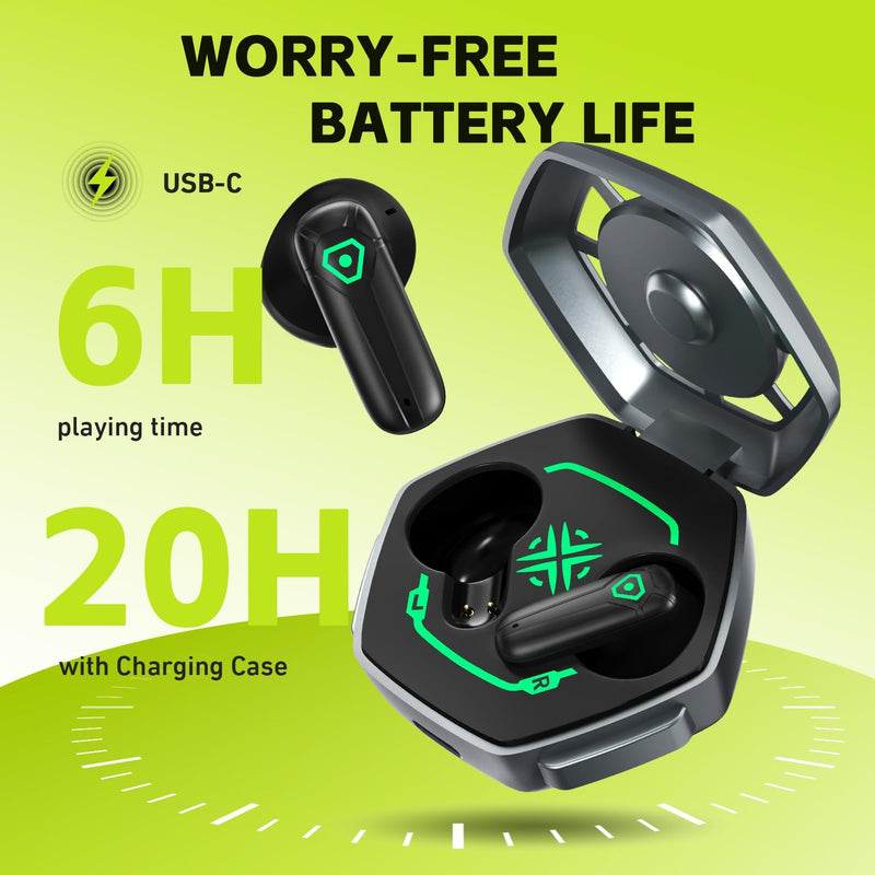 ANCwear Mecha LED Wireless Earbuds with Spin-Activated Light-Up Case | Bluetooth 5.3 earbuds with 13mm drivers, DIY stickers and USB-C charging for music, videos, calls, travel and everyday use Crimson