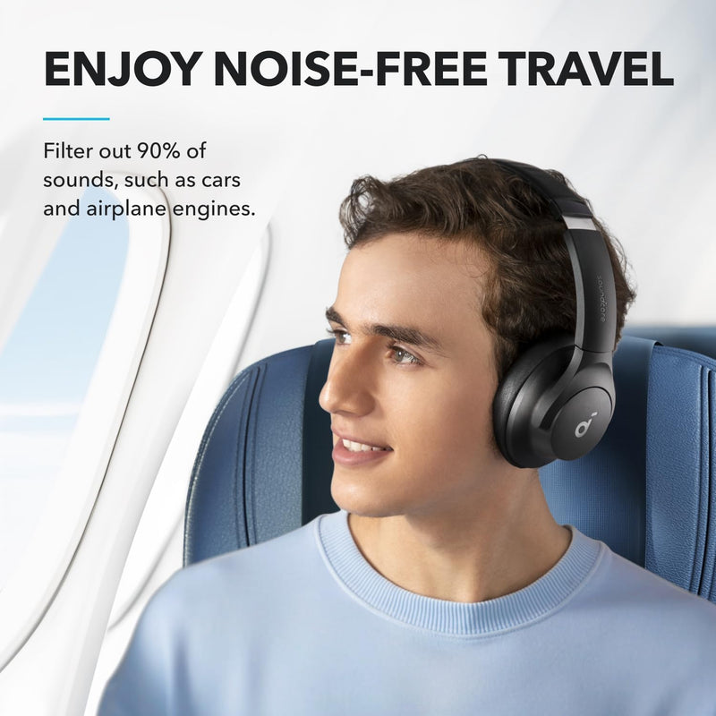 Soundcore by Anker Q20i Hybrid Active Noise Cancelling Headphones, Black | Over-Ear, Bluetooth, 40H ANC Playtime, Hi-Res Audio, Big Bass, Transparency Mode, Customize via App, Travel, Home, Office Standard Modern
