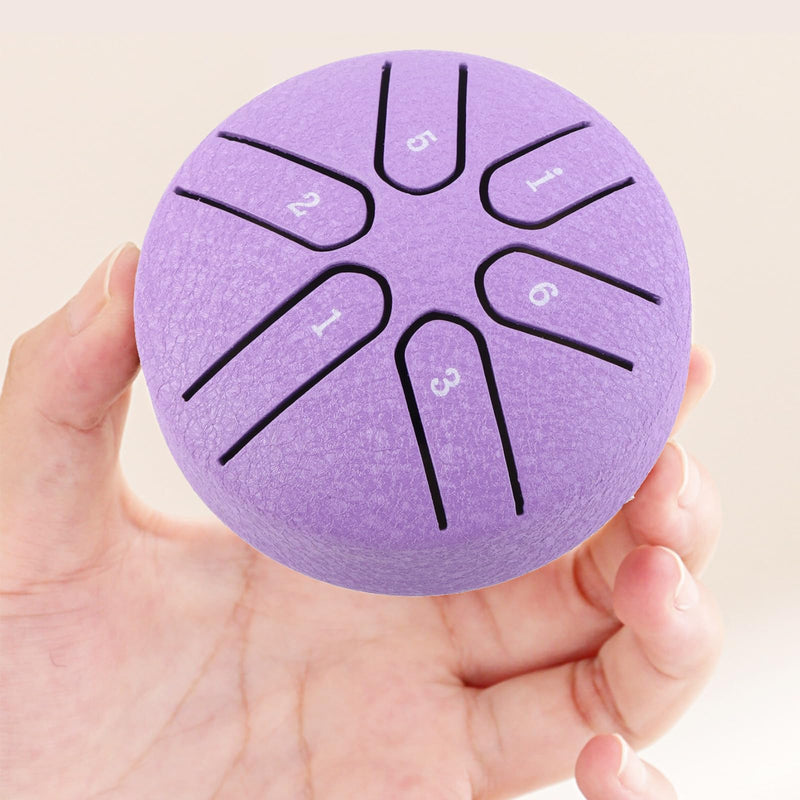 Steel Tongue Drum Mini Handpan Drum with Drumstick 6 Note Percussion Instrument for Beginners and Experienced Musicians Alike () Purple