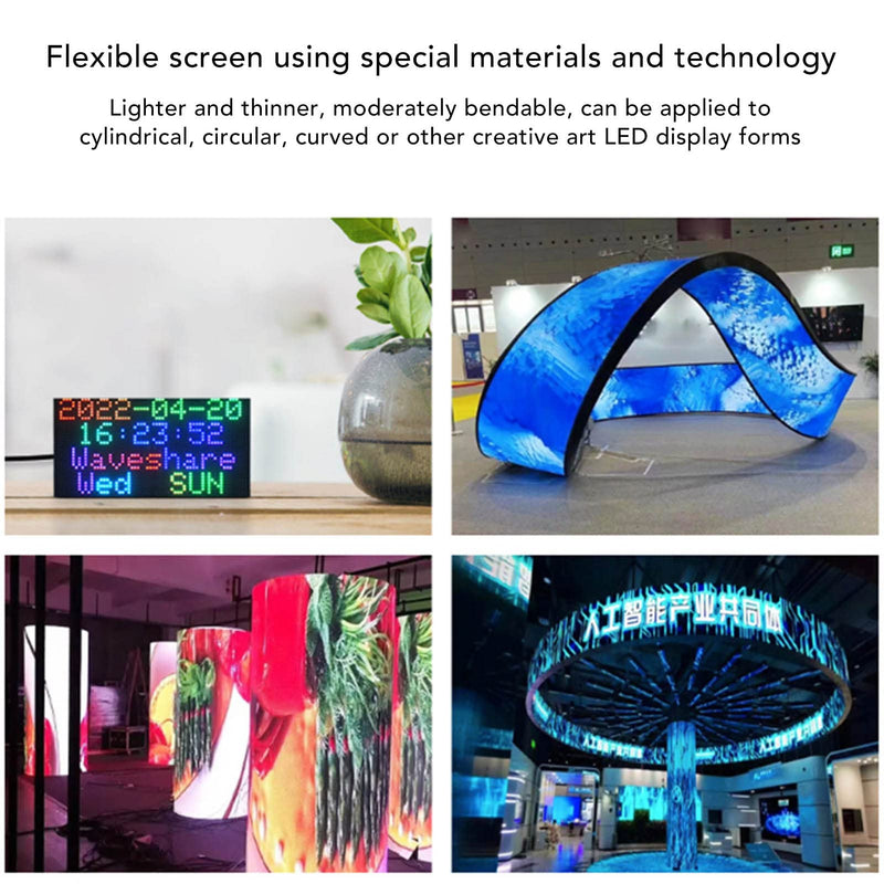 Annadue RGB Full Colour LED Matrix Panel 96 x 48 Pixels, 4608 RGB LEDs, Adjustable Brightness, 2.5 mm Spacing, Bendable LED Matrix Display, Compatible with Rasp Pipico/ESP32 for