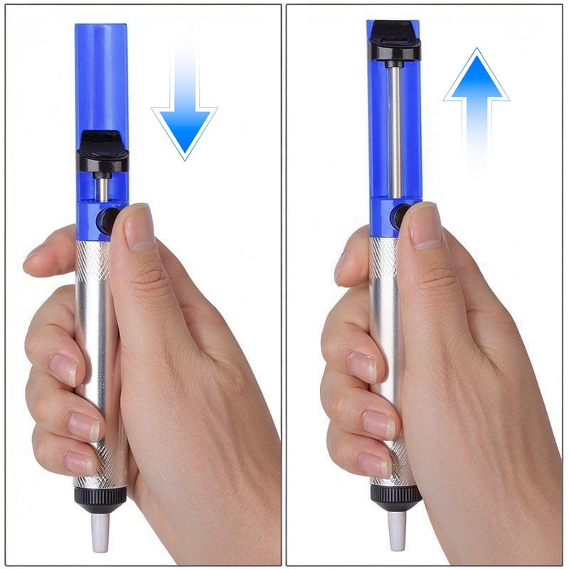 Desoldering Pump 18.3 cm Soldering Suction with Aluminium Housing, De-Soldering Heat Resistant Desoldering Pump Tool, Manual Vacuum Soldering Removal Hand Tool (Blue)