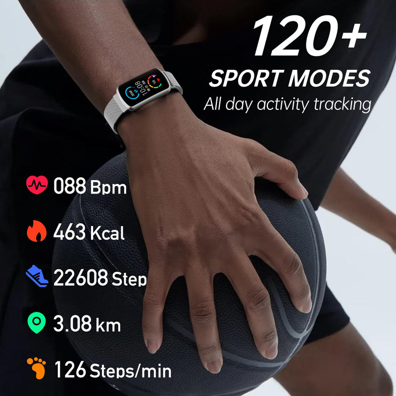 Health Fitness Tracker with 24/7 Heart Rate, Smart Watch with Blood Pressure and Blood Oxy-gen Monitor, Bulit-in 120+ Sport Mode, Sleep Tracking Waterproof Activity Tracker for Women Men