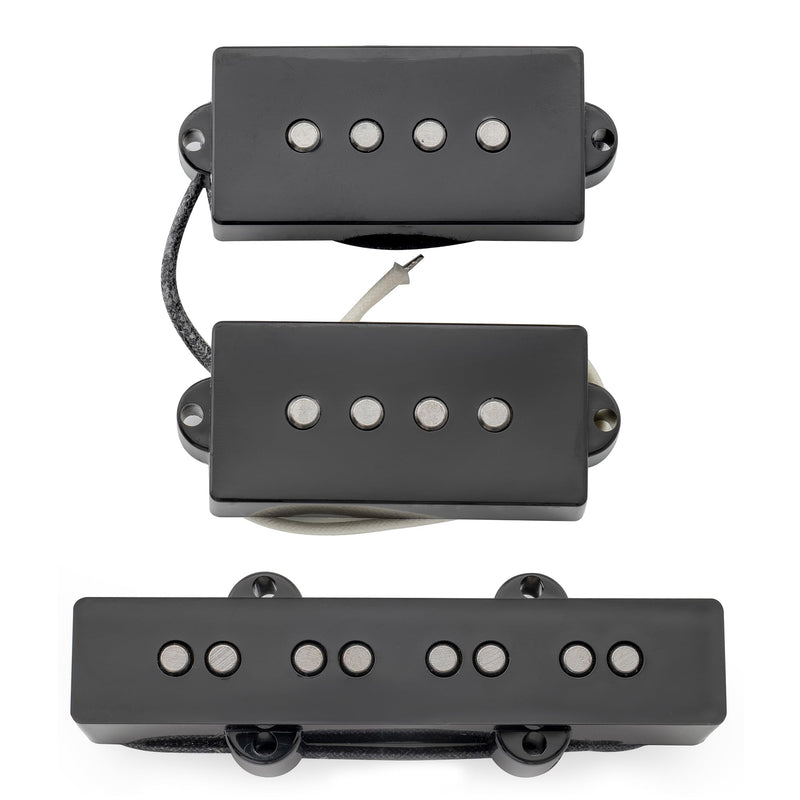 Musiclily Pro PJB-6070S Alnico 5 Single Coil Neck Bridge Pickups Set 10.5K/7.9K for PJ Bass, Black
