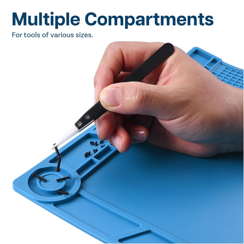 MMOBIEL Silicone Repair and Soldering Mat - 35 x 25 cm - Silicone Mat Heat Resistant up to 500°C - Workbench Mat for Soldering, Mobile Phone, Computer and Electronic Repairs - Silicone Soldering Mat - 35x25cm (14x10 Inch) - Magnetic