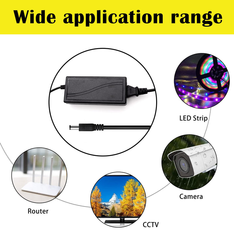 12V 5A 100V-240V AC to DC Power Adapter 5.1x2.1mm 8-Way Power Splitter Cable for CCTV/Camer/DVR H-M-025 12V 5A Power Adapter