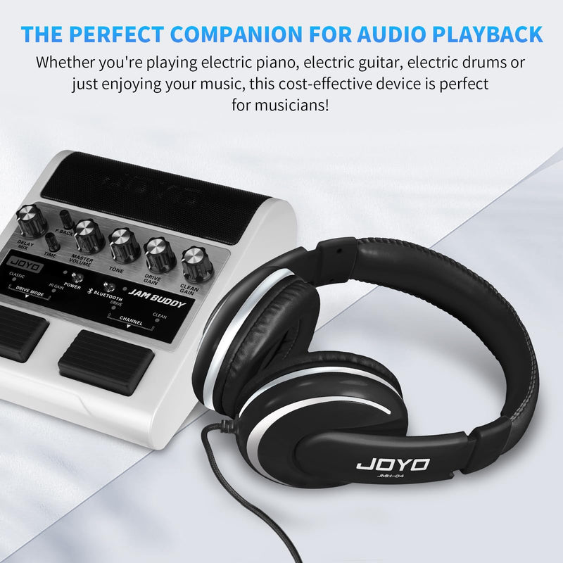 JOYO Over Ear Headphones Wired Studio Headphones with 1/4 to 3.5mm Jack for Guitar Amplifier Keyboard Recording Podcast DJ Laptop Computer (JMH-04)