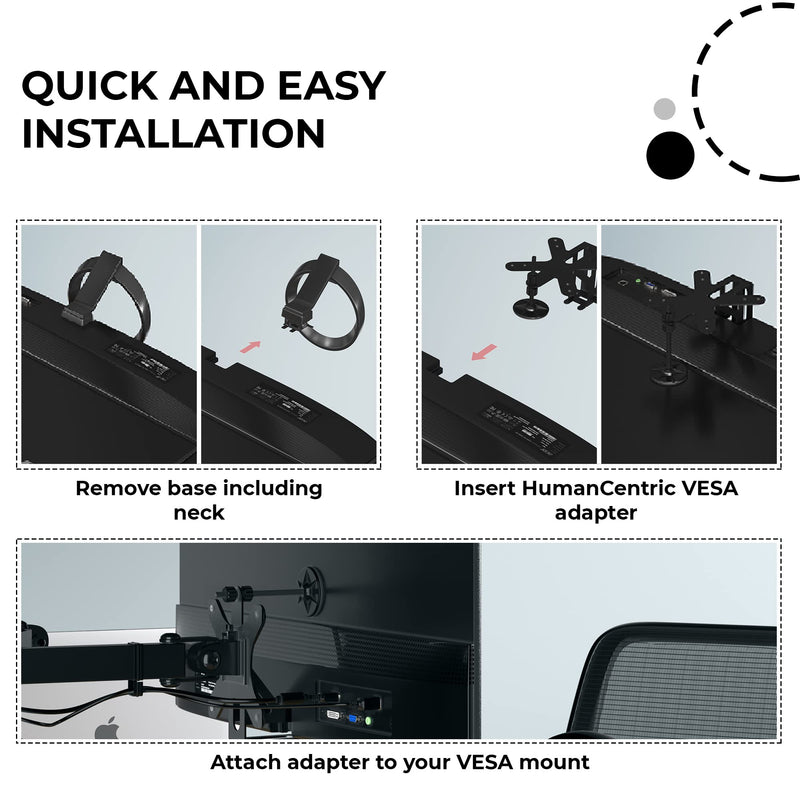 HumanCentric VESA Mount Adapter for Viewsonic VXSeries 75x75 & 100x100mm | VX2776, VX2476, VX2376, VX2276-smhd, Does Not Work with Models Ending in -2, 75x75 & 100x100mm Patterns, Viewsonic Adapter