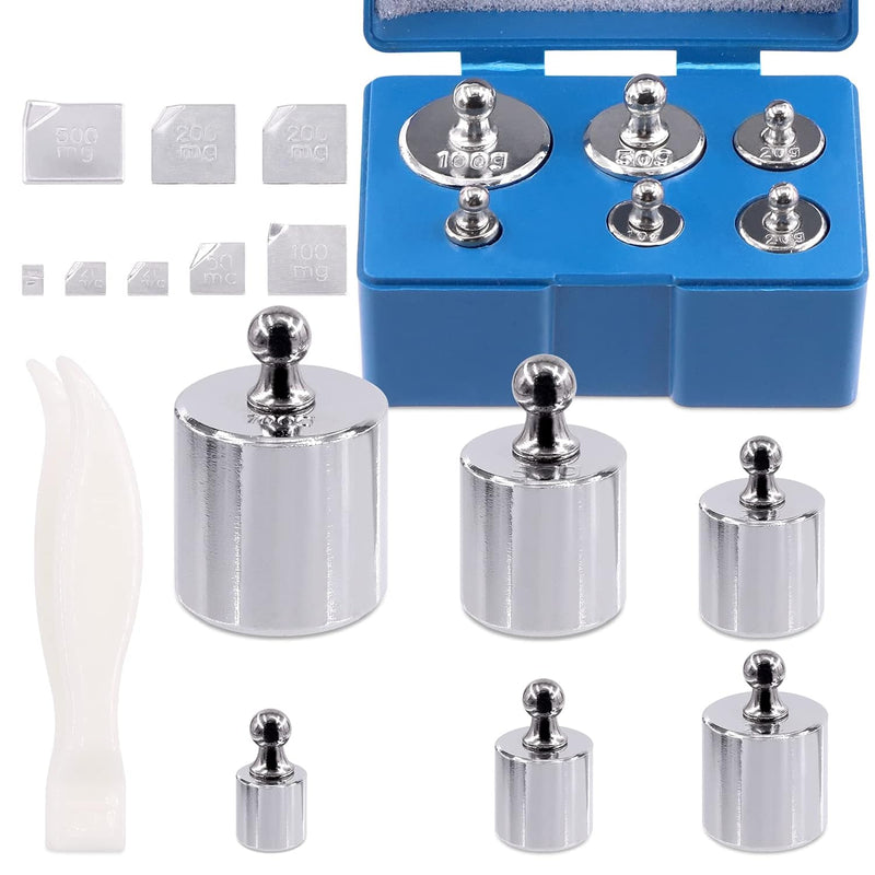 17 Pcs Calibration Weights Set 10mg-100g Gram Precision Steel Scale Calibration Weight Kit Set with Case for Digital Balance Scale Jewelry Science Lab for Custom Case System