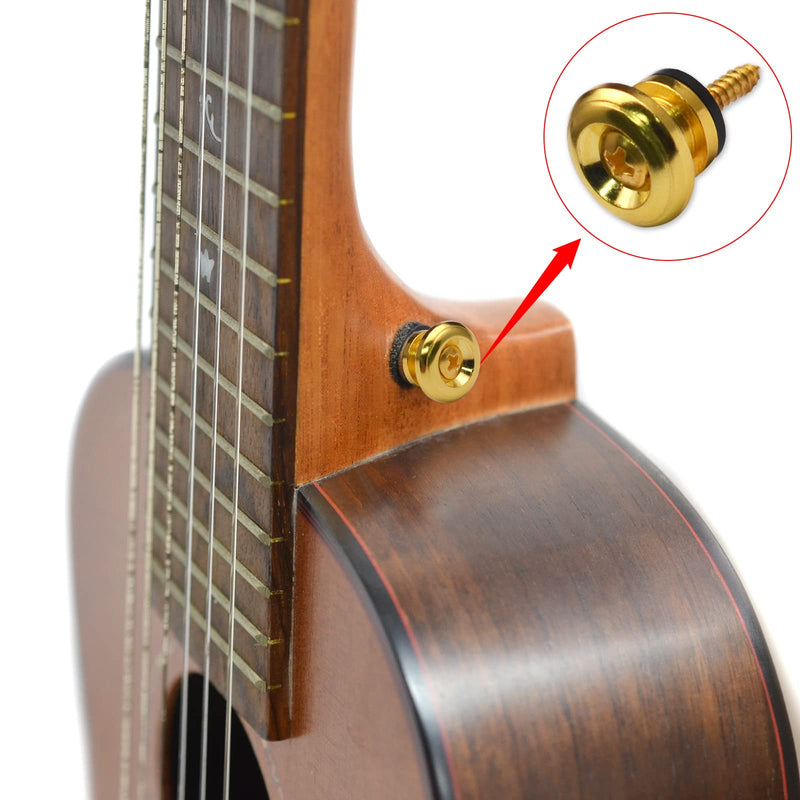 2PCS Mushroom Style Guitar Ukulele Bass Strap Lock Lock Metal Music Parts (Gold) Gold
