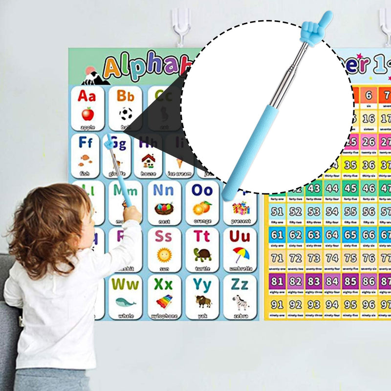 [AUSTRALIA] - PAGOW Retractable Teacher Pointer Stick, Hand Pointer Stick, Student Finger Pointing Stick, Extendable School Supplies for Reading, Classroom (Light Blue, Finger) Finger1, Light Blue 