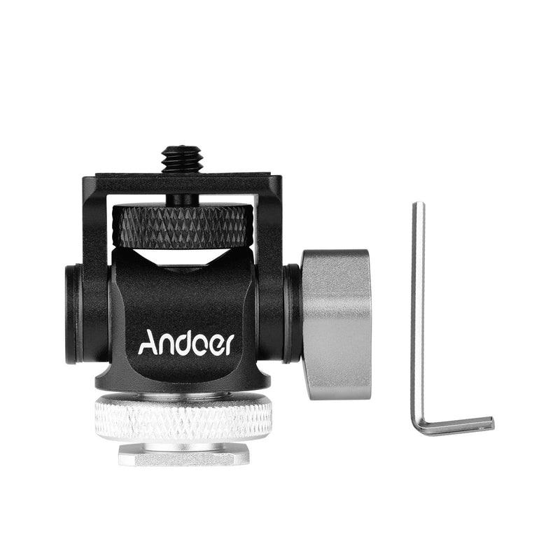 [AUSTRALIA] - Andoer Mini Monitor Mount Tripod Head Cold Shoe Adapter Aluminum Alloy 1/4 Inch Screw for Mounting Camera Monitor Flash Microphone LED Fill Light 