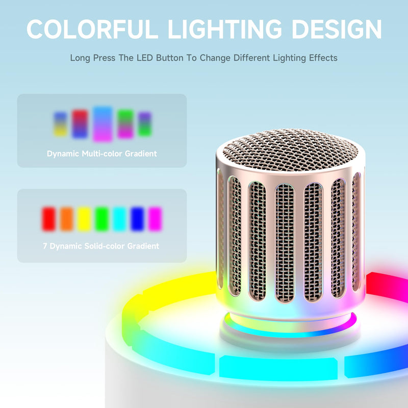 Wireless Microphones, Microphone with One-to-One Chip Connection, Controllable LED Lights, 40H Duration, 200FT Range Free Sing, Volume Control Microphone for Singing, Speech, Home Party, Youtube White
