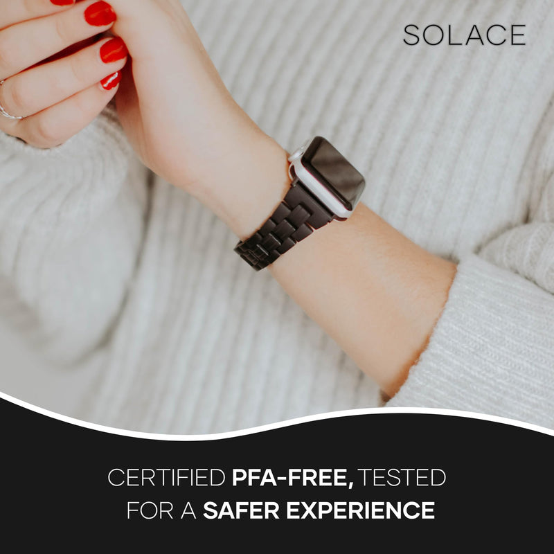 Solace Bands Slim Matte Resin Watch Band - Universal Fit for Apple Watch Bands for Women and Men, iWatch Bands for 38mm 40mm 41mm 42mm 44mm 45mm 49mm Ultra, SE and Series 11 10 9 8 7 6 5 4 3 2 1 Powderflower/Rose gold metal 38/40/41/42/44/45 mm