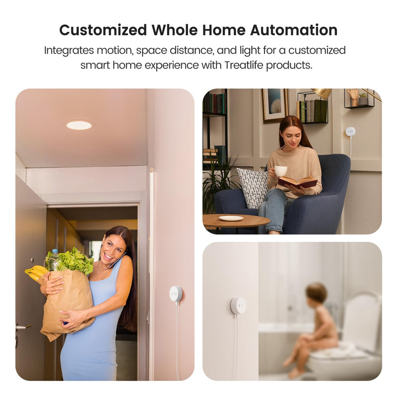 TREATLIFE WiFi Presence Sensor 1 Pack, 24G mmWave Radar Smart Motion Sensor Wired, Support Alexa/Google Home, Real-time Human Occupancy Sensor, No Hub Required