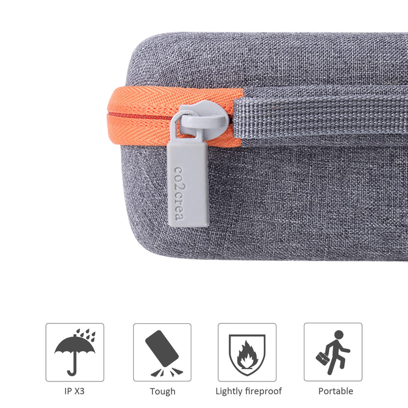co2CREA Hard Case Compatible with Yoto Mini Kids Audio Music Player Children Speaker Plays Audiobook Cards Radio and Card Case Hold up to Yoto 36 Cards Grey Case and Orange Zipper