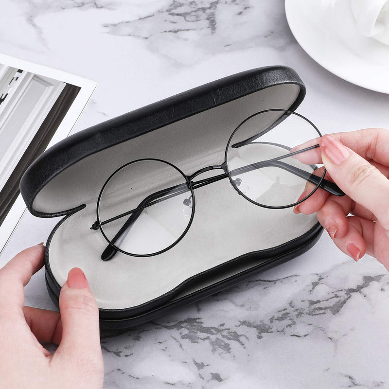 [AUSTRALIA] - MoKo Double Eyeglass Case, Contact Lens Case with Mirror Tweezers Remover, 2 in 1 Double Sided Portable Contact Lens Box Holder Container Soak Storage Kit Sunglasses Pouch for Men & Women, Black 