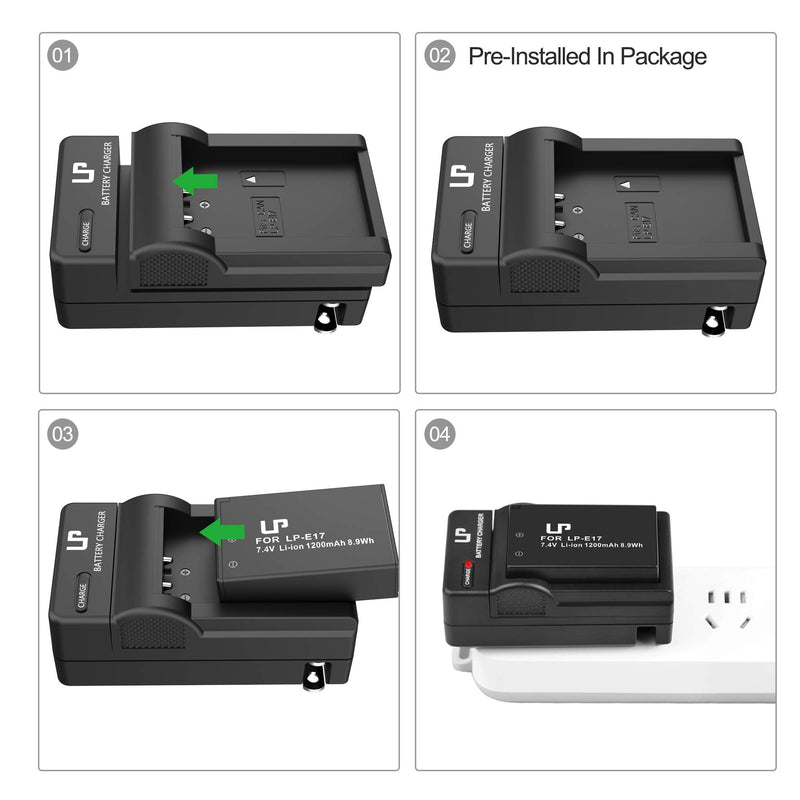 LP LP-E17 Battery Charger, Charger Compatible with Canon EOS Rebel T7i, T6i, T6s, SL3, SL2, 77D, 9000D, 8000D, 800D, 760D, 750D, 200D, M6, M5, M3, Kiss X8i DSLR Cameras & More