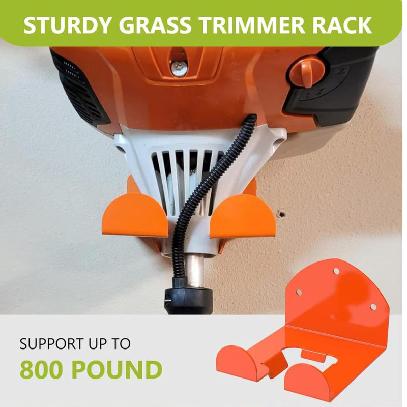 [AUSTRALIA] - Brush Cutter Holder, Wall Mount for Grass Trimmer, Garden Power Tool Hanger, with Matching Screws, for Garage Trimmer, Garden Tools - Orange 