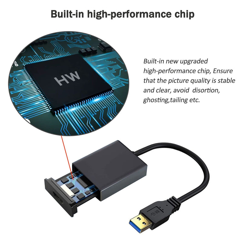 [AUSTRALIA] - USB to HDMI Adapter, USB 3.0 to HDMI 1080P Video Audio Converter Connect PC, Laptop to Monitor, Support Windows XP 7/8/8.1/10 