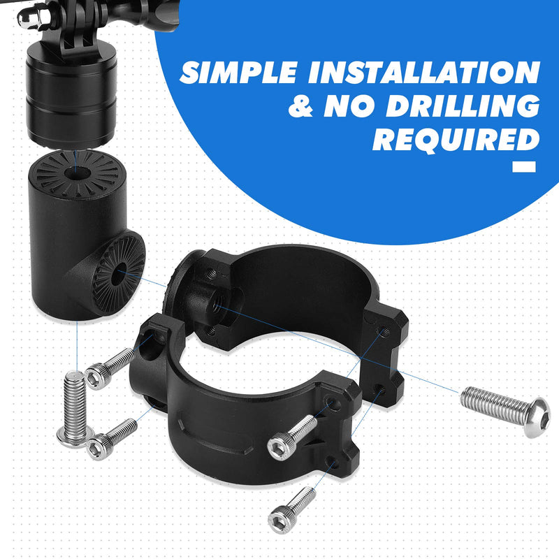 [AUSTRALIA] - KEMIMOTO UTV Camera Mount for 1.75"-2" Roll Bar Compatible with GoPro Hero SJ Insta360 DJL 360° Rotation Aluminum Camera Holder Compatible with Polaris RZR Ranger Can-Am Maverick X3 ATV Boat Truck 