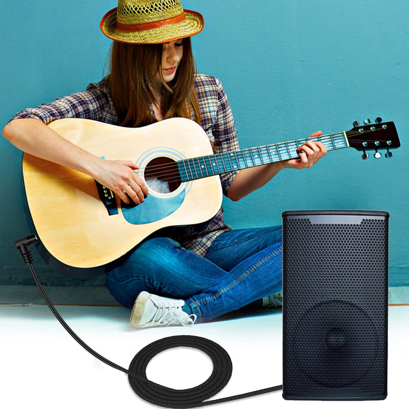 1/4 Inch TRS Instrument Cable 50Ft, 6.35mm TRS to 6.35mm TRS Stereo Audio Cable Male to Male Right-Angle-to-Straight for Electric Guitar, Bass, Keyboard,Mixer,Amplifier,Speaker,Equalizer... Black