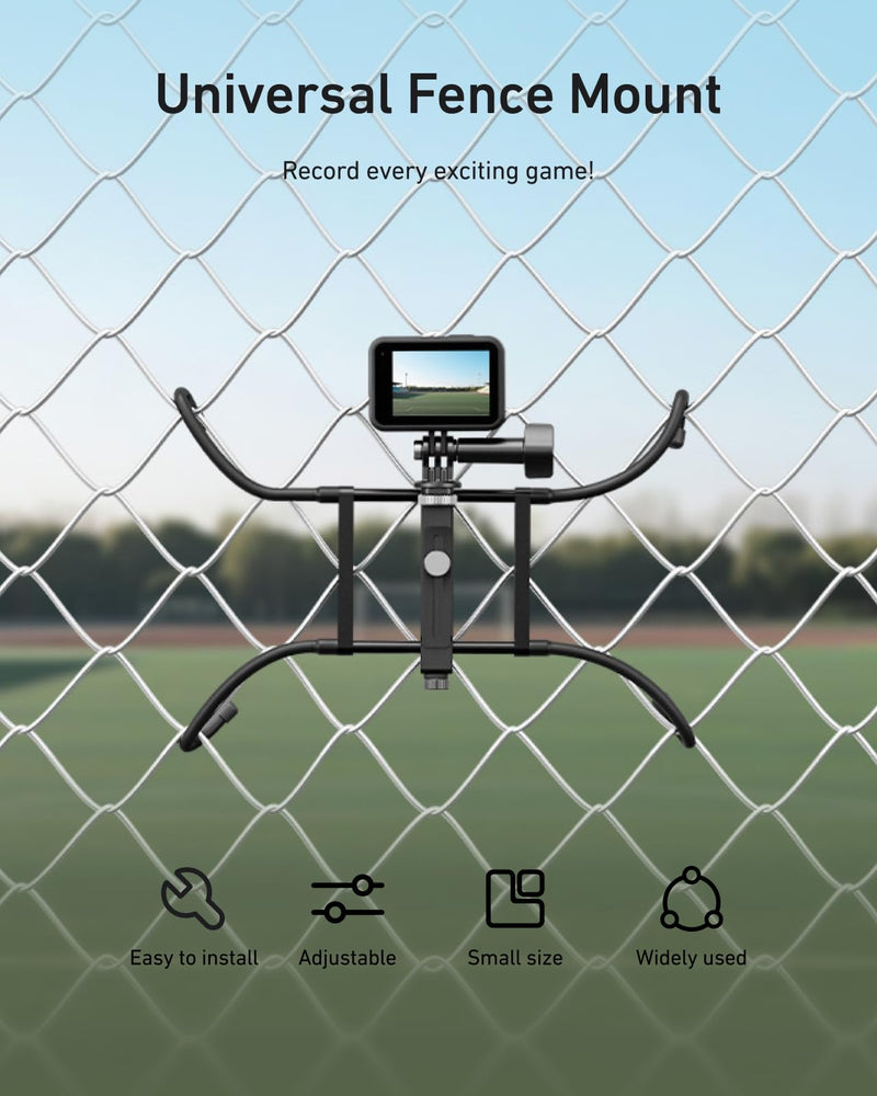 [AUSTRALIA] - TELESIN Fence Mount with Flexible Clamp Arm for Phones GoPro 13 DJI OSMO 360 Action 5 pro,Insta360 X5 Mevo Start Backstop Camera, Softball, Tennis, Baseball Football, Games Live Streaming Accessories 