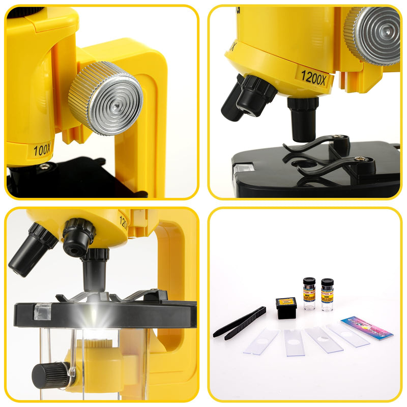 [AUSTRALIA] - Little World Microscope for Kids, 100x 400x and 1200x Science Kits for Kids Age 5-7 Age 8-12, Microscope Beginner Kit with LED, Learning Resources Toys, Science Experiment STEM Kits for Boys Girls 