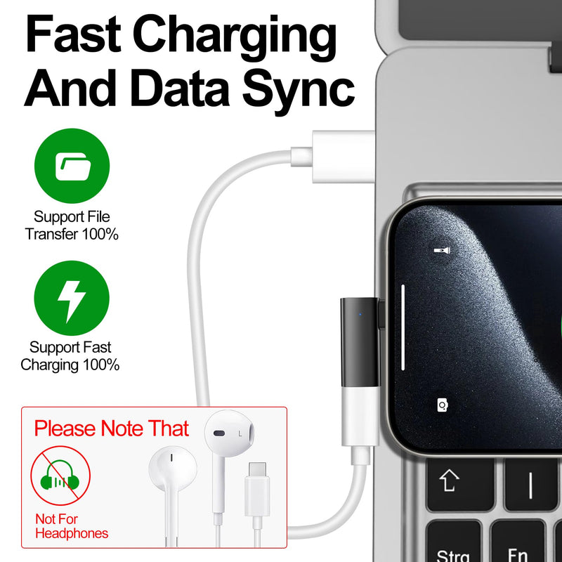 [AUSTRALIA] - xiwxi 2Pack 90 Degree Lightning to USB C Charger Converter for iPhone 15/15Pro/15 Pro Max Plus,Samsung S24 S23,iPad Air,27W PD Fast Charging&Data Transfer,Type C Devices,Not Audio/OTG/PS/2 Cables Black 