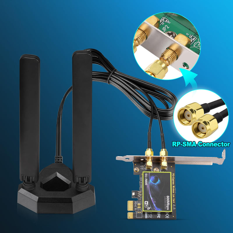 Eightwood WiFi 6E Tri-Band Antenna 6GHz 5GHz 2.4GHz Gaming WiFi Antenna | Magnetic Base Antenna with 6.5ft Extension Cable for PC Desktop Computer PCIe WiFi 6E Card, Router 5dbi wifi 6e antenna