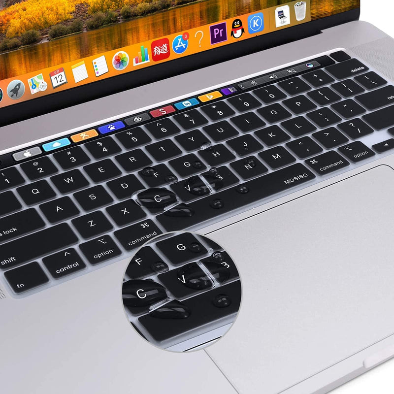 [AUSTRALIA] - MOSISO Keyboard Cover Compatible with MacBook Pro 13 inch M2 2023, 2022, 2021 2020 M1 A2338 A2289 A2251&Compatible with MacBook Pro 16 2020 2019 A2141 Touch ID,Protective Silicone Skin, Black 