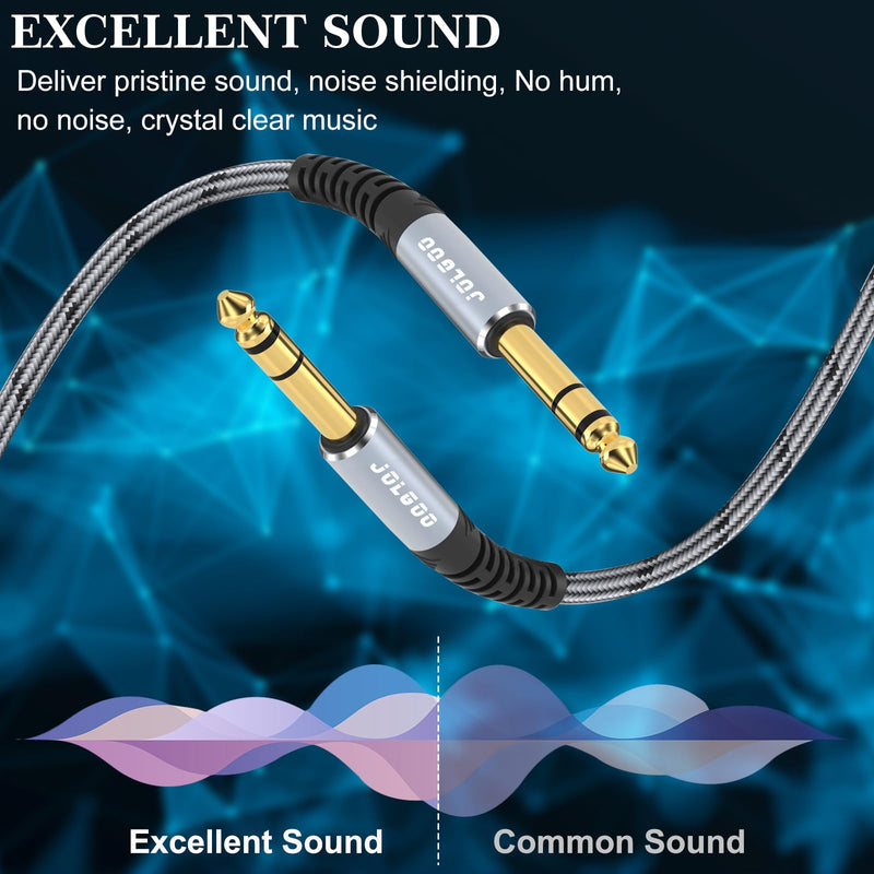 1/4 Inch TRS Instrument Cable 3.3 FT 2-Pack, Quarter inch Audio Cable, 6.35 Balanced Interconnect Line for Electric Guitar, Bass, Keyboard, Mixer, Amplifier, Speaker, Electric Mandolin 3.3 Feet TRS Cable 2-Pack Grey