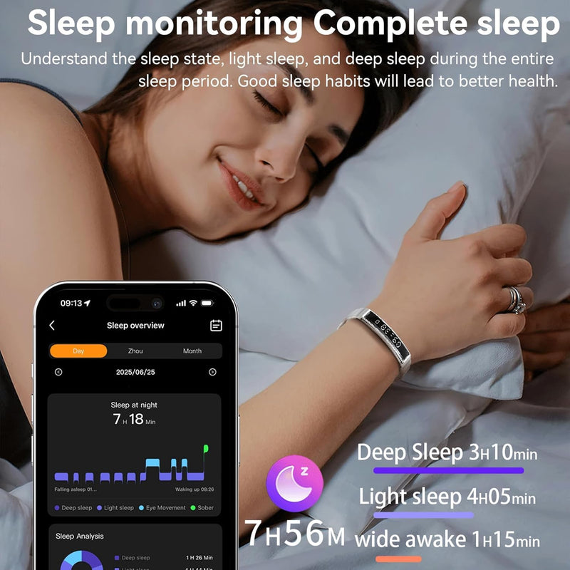 Health Smart Bracelet,Fitness Tracker with Heart Rate, Sleep Monitoring, Blood Oxygen, Step Counting for iOS and Android, No Subscription Fee, Waterproof(Gold)