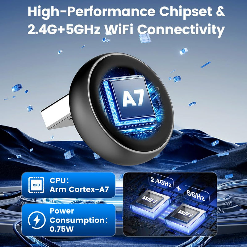 Carlinkit MINI Ultra 3 Wireless CarPlay Adapter for OEM Android Auto 2-in-1 | The Smallest Looks - The Simplest to use - For OEM CarPlay, Wired CarPlay/Android Auto to Wireless CarPlay/Android Auto