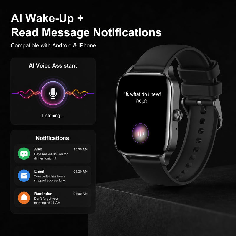 Smart Watch for Men Women (Answer/Make Calls) 1.85" HD Step Activity Black | Fitness Tracker Smartwatchr for Android iPhone Phones with Heart Rate/SpO2/Sleep Monitor, 120+ Sports Modes IP68 Waterproof