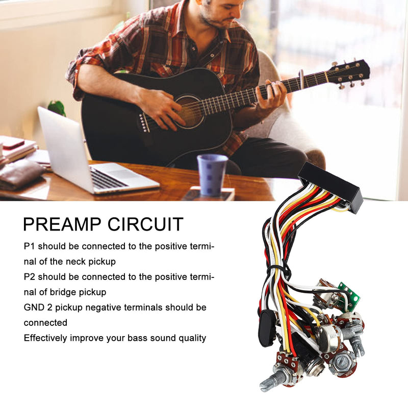 Bass Preamp Circuit, Amplified Pre Wired 3 Band Improve Sound Quality Preamp Circuit for Musical Instruments