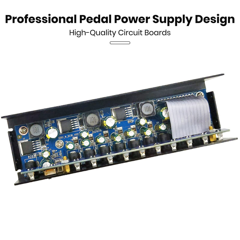 Godtone Guitar Pedal 10 DC Outputs for 9V 12V 18V Effect Pedal Power Supply with USB(5V2A) Port GD-02