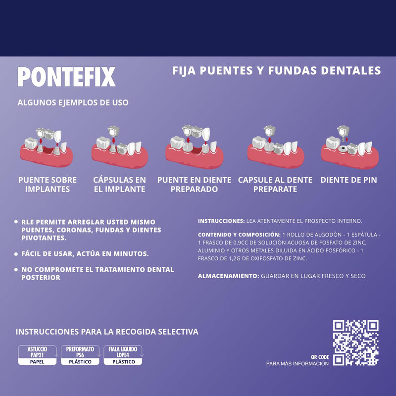 Pontefix Dental Tooth Cement - Attaches Bridges, Crowns and Pin Teeth, Do It Yourself