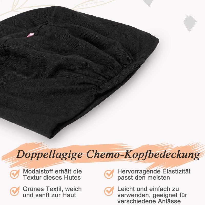 TSKNOMO 4 Pieces Chemo Headwear for Women Chemo Caps Sleep Cap for Hair Loss Black + Grey Green + Light Blue + Pink