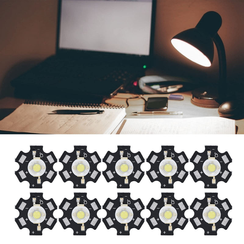Pack of 10 Lamp Beads, Diode Chips, 3 V LED Chip Bulb, 6500 K Integrated Chip Light Source, SMD Lamp Chip Bulb for Ceiling Light, Downlight, DIY Lighting White Light 1W