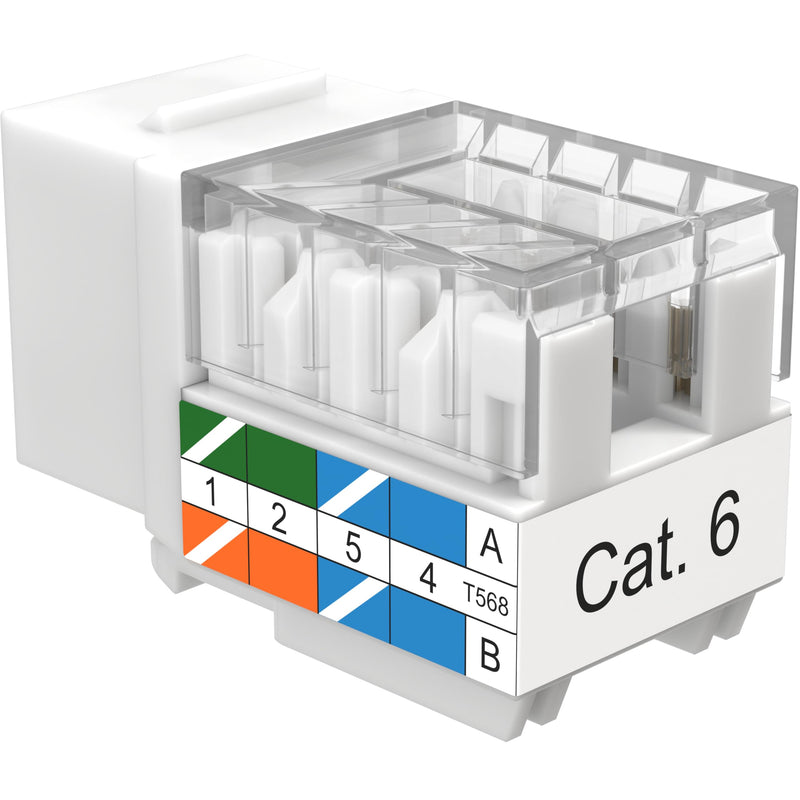 SATMAXIMUM 50 Pack Cat6 Keystone Ethernet Wall Jacks RJ45 Punch Down Slim Profile UTP White, 45 Degree for Patch Panel & Wall Plate, Supports Up to 10Gbps 50 PCS