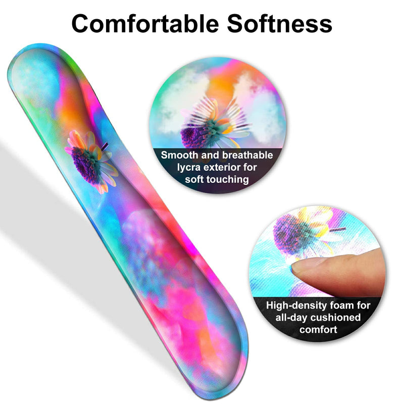 Ergonomic Mouse Pad and Keyboard Wrist Rest Set, Non Slip PU Base Easy Typing Pain Relief Gaming Mousepad with Coaster 3-in-1 Combo for Computer Laptop Home Office, Pink Watercolor Flower 3 Pcs Set