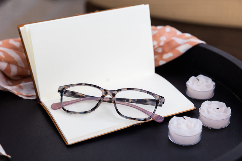 Peepers by PeeperSpecs Women's Reading Glasses - Nature Walk Gray Tortoise/Pink 1.5 x