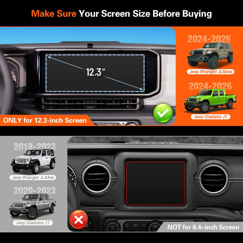 Magnetic Phone Mount Holder for Jeep Wrangler JL/4xe & Gladiator JT 2024 2025 2026, 12.3 Inch Clip-On, No Block Screen for Landscape, Sturdy for Off-Road, Cell Car Holder for MagSafe iPhone & Samsung