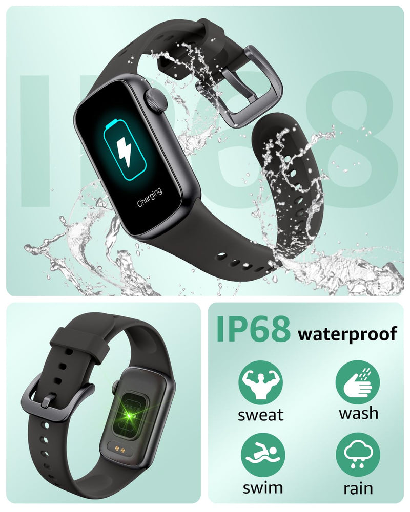 Fitness Tracker with Step Counter/Calories, Activity Health Tracker with Blood Pressure Heart Rate Monitor, Sleep Tracker, 137+ Sport Modes, Pedometer SmartWatch, Gift for Women Men Black