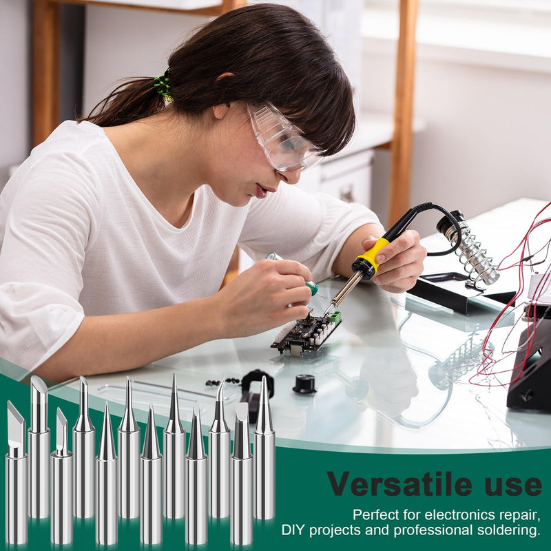 LPZMPZ Soldering Iron Set, 900 m Soldering Tips, Soldering Iron Tips, Lead-Free Soldering Tip, Compatible with Hakko, Yihua, Atten & More, for Soldering Station, Welding, Soldering etc. (Silver) 900M-T