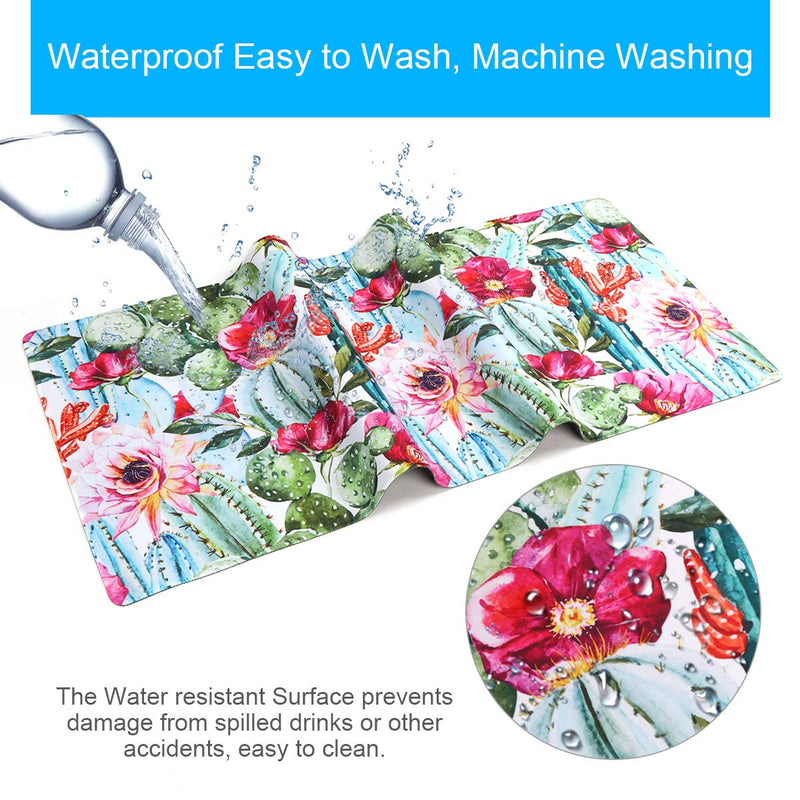 Anyshock Desk Mat, Extended Gaming Mouse Pad 35.4" x 15.7" XXL Keyboard Laptop Mousepad with Stitched Edges Non Slip Base, Water-Resistant Computer Desk Pad for Office and Home (Cactus) Green Cactus